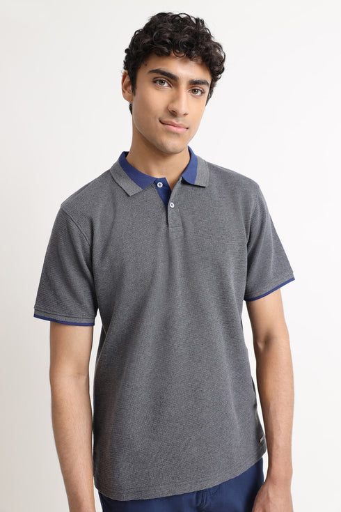The Grey Waffle Knit Polo